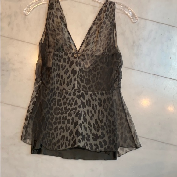 AEFFE SIZE 6 olive green leopard camisole blouse - Picture 1 of 7